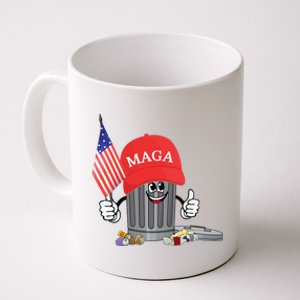 Funny Trump Maga Garbage Can Cartoon Character American Flag Gift Coffee Mug