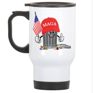 Funny Trump Maga Garbage Can Cartoon Character American Flag Gift Stainless Steel Travel Mug