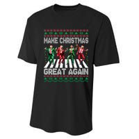 Funny Trump Make Christmas Great Again Ugly Christmas Sweater Xmas Performance Sprint T-Shirt