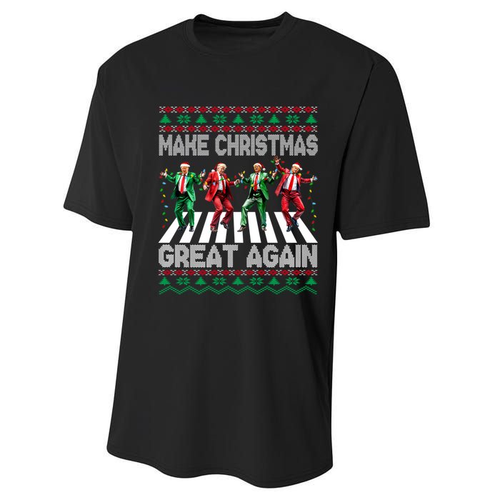 Funny Trump Make Christmas Great Again Ugly Christmas Sweater Xmas Performance Sprint T-Shirt