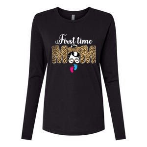 First Time Mom Leopard Messy Bun Funny Mothers Day Gift Womens Cotton Relaxed Long Sleeve T-Shirt