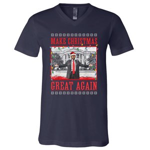 Funny Trump Make Christmas Great Again Ugly Sweater Xmas V-Neck T-Shirt