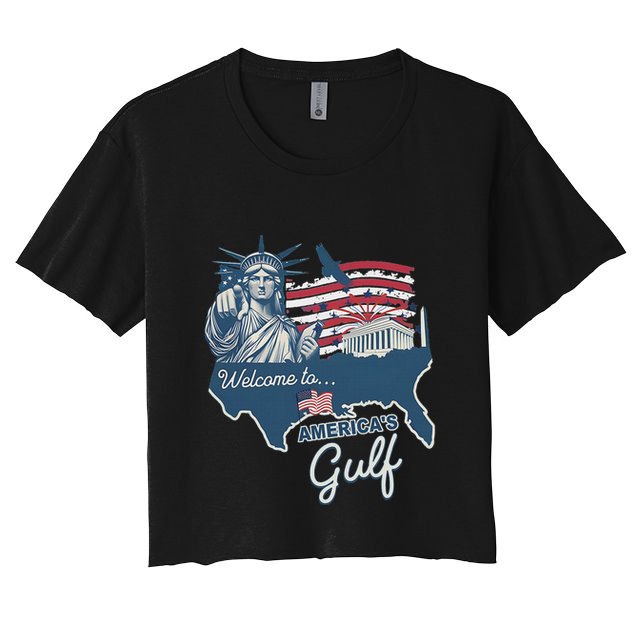 Funny Trump Mexico America Retro Welcome To AmericaS Gulf Crop Top