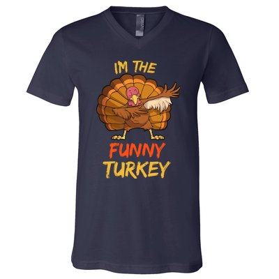 Funny Turkey Matching Family Group Thanksgiving Party Pajama V-Neck T-Shirt