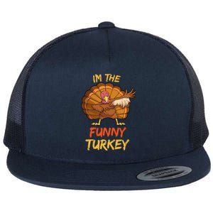 Funny Turkey Matching Family Group Thanksgiving Party Pajama Flat Bill Trucker Hat