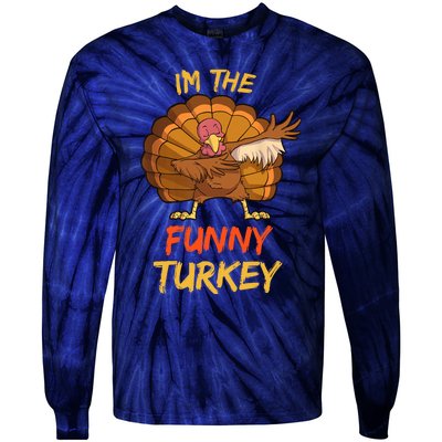 Funny Turkey Matching Family Group Thanksgiving Party Pajama Tie-Dye Long Sleeve Shirt