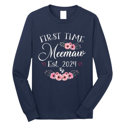 First Time Meemaw 2024 Mothers Day Soon To Be Mom Pregnancy Long Sleeve Shirt