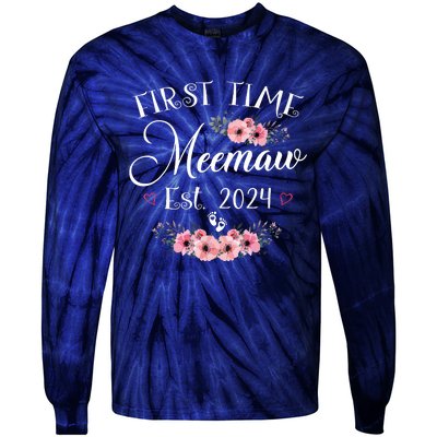 First Time Meemaw 2024 Mothers Day Soon To Be Mom Pregnancy Tie-Dye Long Sleeve Shirt