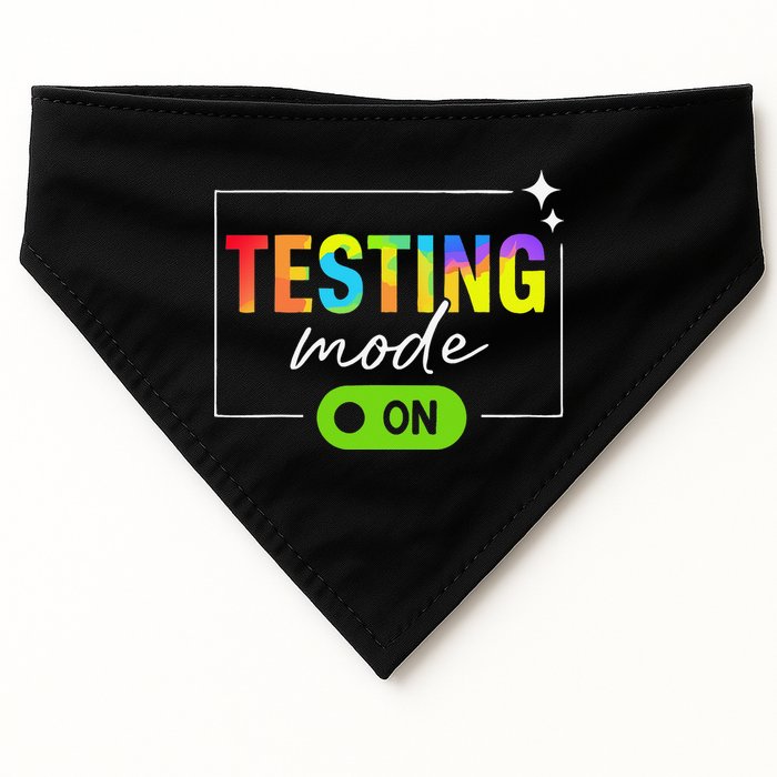 Funny Testing Mode On Motivational Test Day For Teacher USA-Made Doggie Bandana