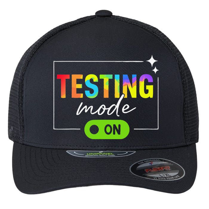 Funny Testing Mode On Motivational Test Day For Teacher Flexfit Unipanel Trucker Cap