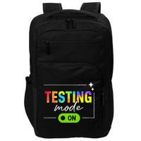 Funny Testing Mode On Motivational Test Day For Teacher Impact Tech Backpack