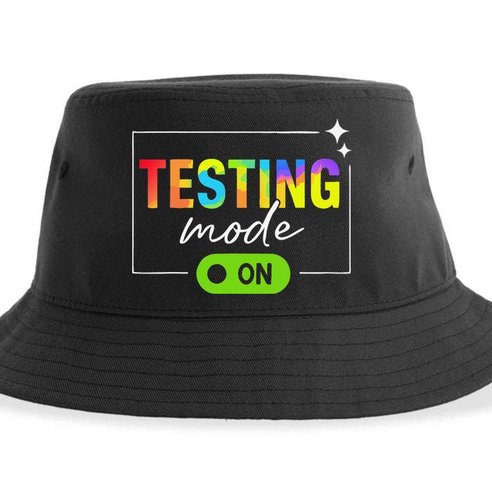 Funny Testing Mode On Motivational Test Day For Teacher Sustainable Bucket Hat