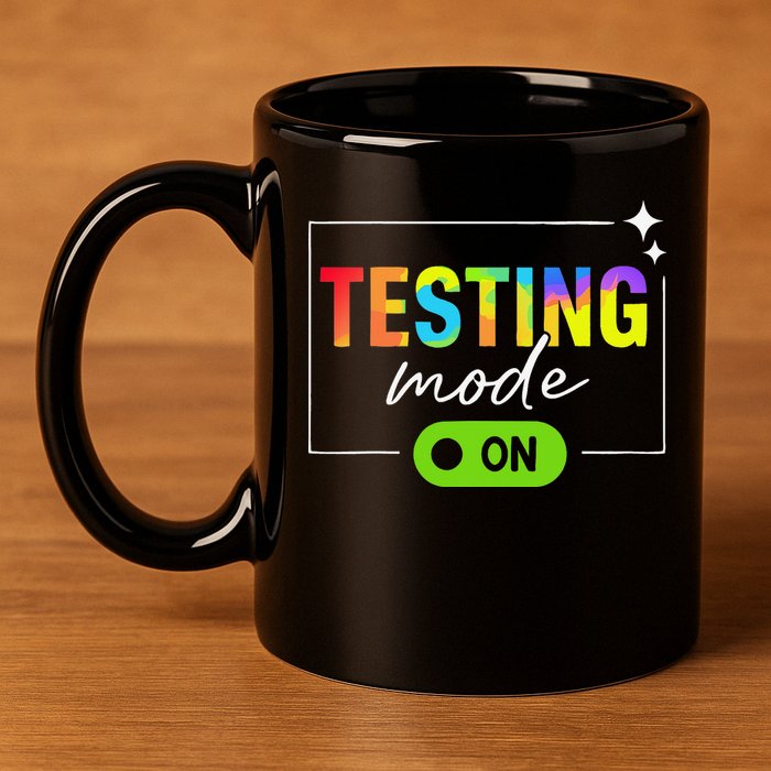 Funny Testing Mode On Motivational Test Day For Teacher 11oz C Handle Ceramic Mug
