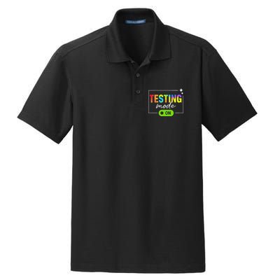 Funny Testing Mode On Motivational Test Day For Teacher Dry Zone Grid Polo