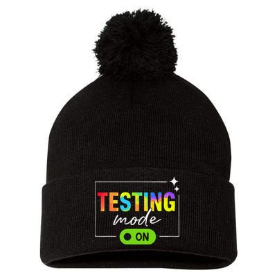 Funny Testing Mode On Motivational Test Day For Teacher Pom Pom 12in Knit Beanie