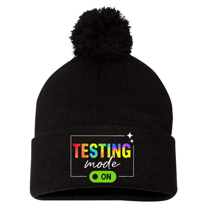 Funny Testing Mode On Motivational Test Day For Teacher Pom Pom 12in Knit Beanie