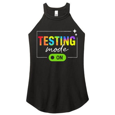 Funny Testing Mode On Motivational Test Day For Teacher Women's Perfect Tri Rocker Tank