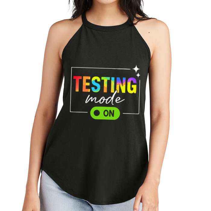 Funny Testing Mode On Motivational Test Day For Teacher Women's Perfect Tri Rocker Tank