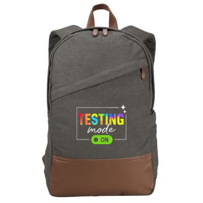 Funny Testing Mode On Motivational Test Day For Teacher Cotton Canvas Backpack