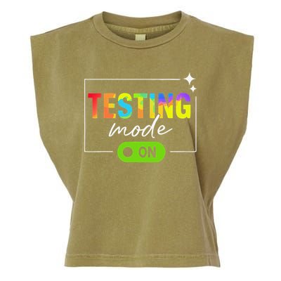 Funny Testing Mode On Motivational Test Day For Teacher Garment-Dyed Women's Muscle Tee