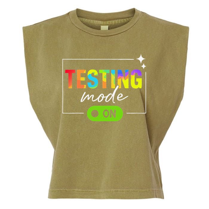 Funny Testing Mode On Motivational Test Day For Teacher Garment-Dyed Women's Muscle Tee