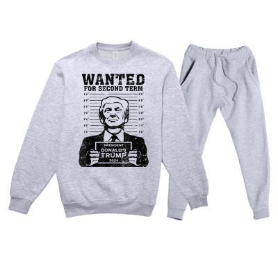 Free Trump Mugshot Wanted For Second Term 2024 Trump 2024 Premium Crewneck Sweatsuit Set