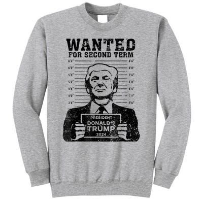 Free Trump Mugshot Wanted For Second Term 2024 Trump 2024 Tall Sweatshirt