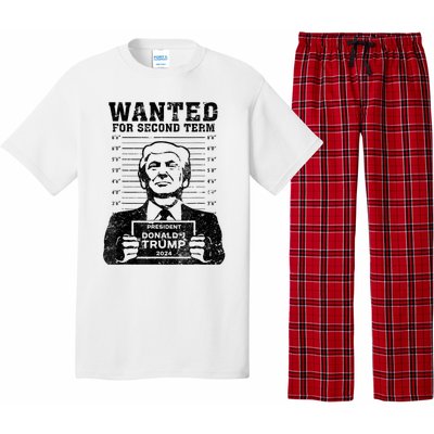 Free Trump Mugshot Wanted For Second Term 2024 Trump 2024 Pajama Set