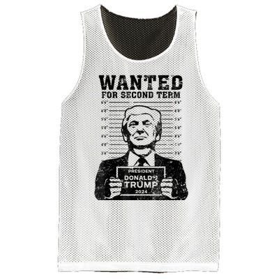 Free Trump Mugshot Wanted For Second Term 2024 Trump 2024 Mesh Reversible Basketball Jersey Tank