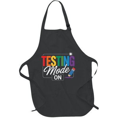 Funny Testing Mode On Testing Day Motivational Teacher Full-Length Apron With Pockets