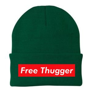 Free Thugger Meme Hip Hop Funny Viral Joke Music Urban Slang Knit Cap Winter Beanie