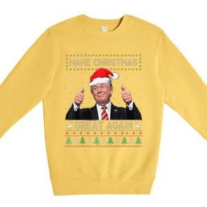 Funny Trump Make Christmas Great Again Ugly Sweater Xmas Raglan Premium Crewneck Sweatshirt