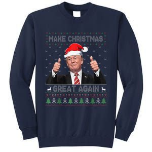 Funny Trump Make Christmas Great Again Ugly Sweater Xmas Raglan Tall Sweatshirt