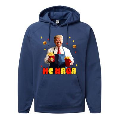 Funny Trump Mc Maga Fries Fast Food Performance Fleece Hoodie