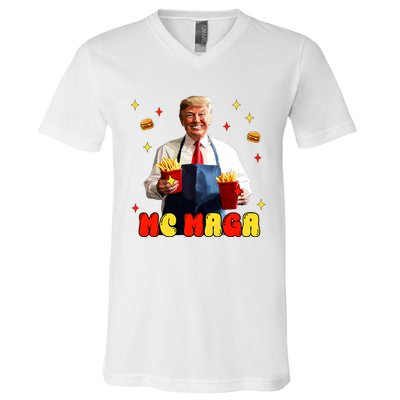 Funny Trump Mc Maga Fries Fast Food V-Neck T-Shirt