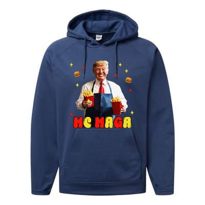 Funny Trump Mc Maga Fries Fast Food Performance Fleece Hoodie