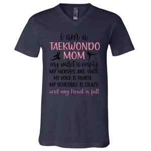 Funny Taekwondo Mom Of A Taekwondo Fighter Mama V-Neck T-Shirt