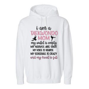 Funny Taekwondo Mom Of A Taekwondo Fighter Mama Garment-Dyed Fleece Hoodie