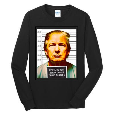 Funny Trump Mugshot Parody AI DC Georgia NYC Indictment Tall Long Sleeve T-Shirt