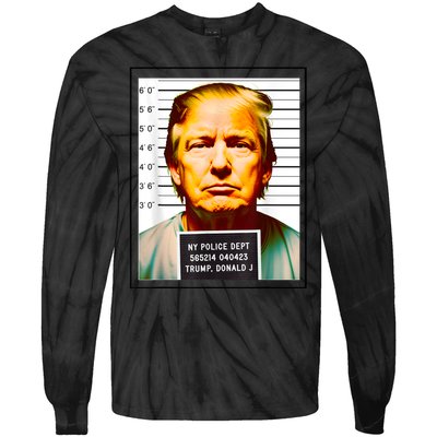 Funny Trump Mugshot Parody AI DC Georgia NYC Indictment Tie-Dye Long Sleeve Shirt