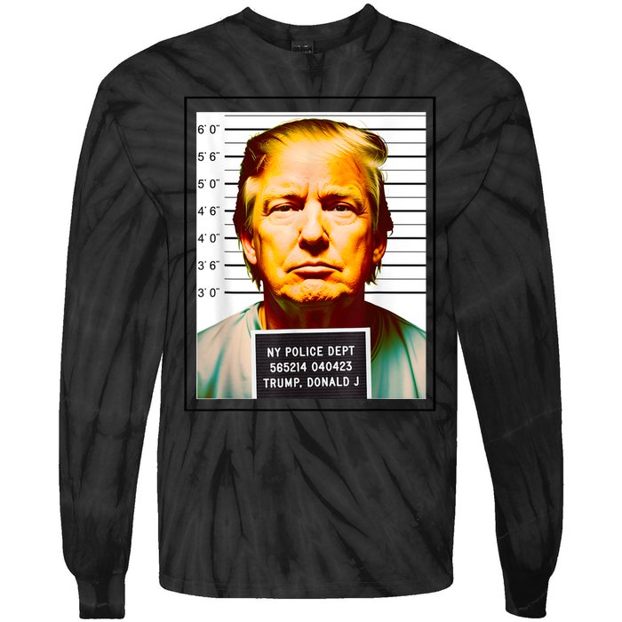 Funny Trump Mugshot Parody AI DC Georgia NYC Indictment Tie-Dye Long Sleeve Shirt