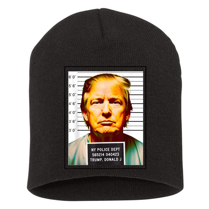 Funny Trump Mugshot Parody AI DC Georgia NYC Indictment Short Acrylic Beanie