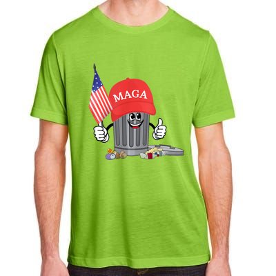 Funny Trump Maga Garbage Can Cartoon Character American Flag Adult ChromaSoft Performance T-Shirt