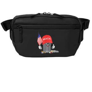 Funny Trump Maga Garbage Can Cartoon Character American Flag Crossbody Pack