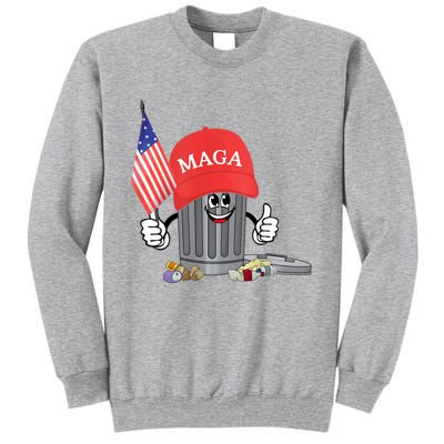 Funny Trump Maga Garbage Can Cartoon Character American Flag Sweatshirt