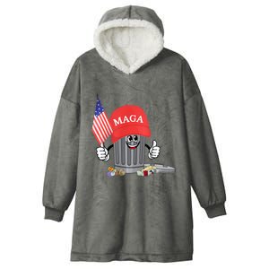 Funny Trump Maga Garbage Can Cartoon Character American Flag Hooded Wearable Blanket