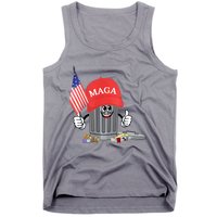 Funny Trump Maga Garbage Can Cartoon Character American Flag Tank Top