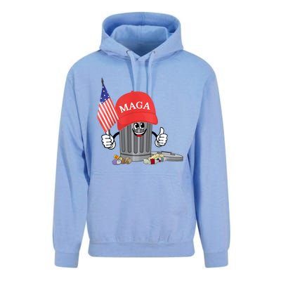 Funny Trump Maga Garbage Can Cartoon Character American Flag Unisex Surf Hoodie