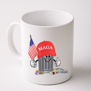 Funny Trump Maga Garbage Can Cartoon Character American Flag Coffee Mug