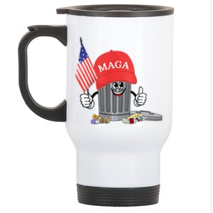 Funny Trump Maga Garbage Can Cartoon Character American Flag Stainless Steel Travel Mug